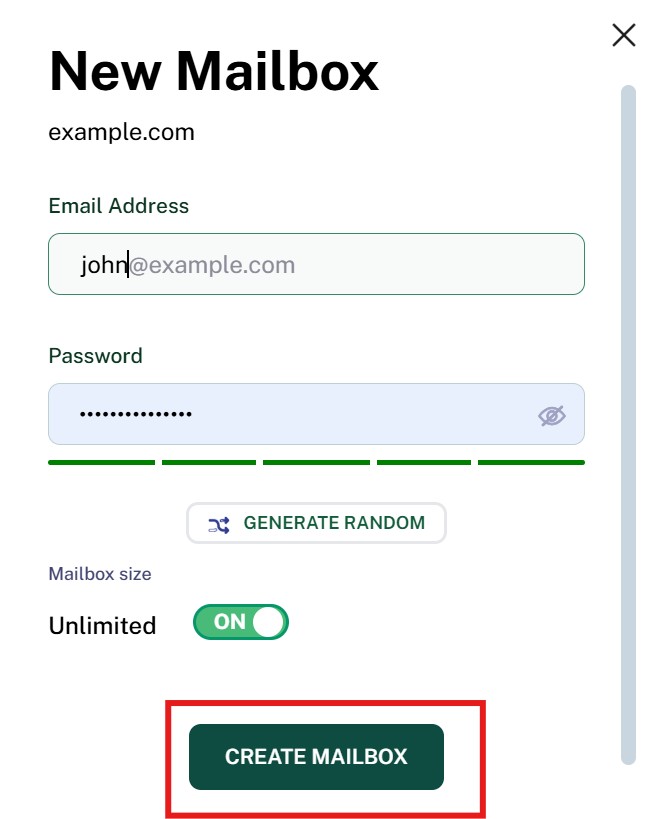 Create Mailbox Form
