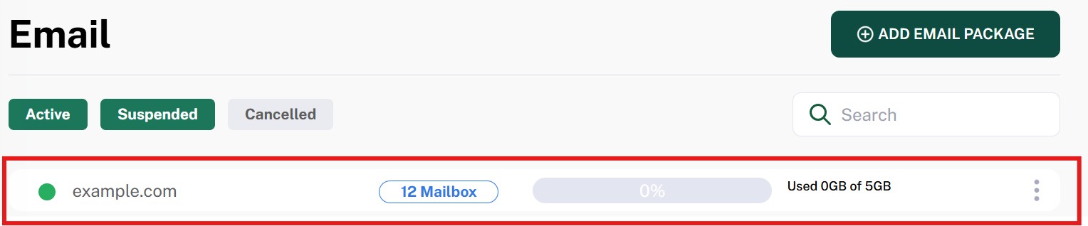 Email Account Section