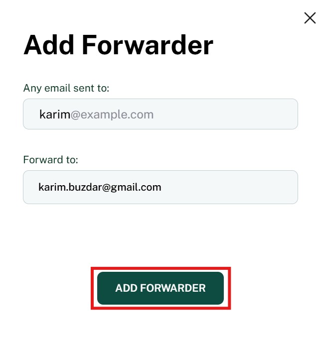 Add Forwarder Form