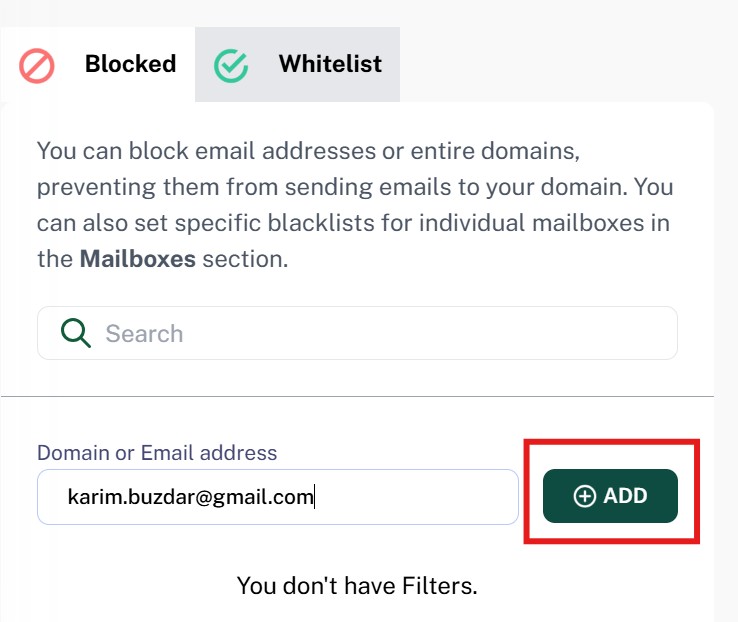 Add Blocked Address